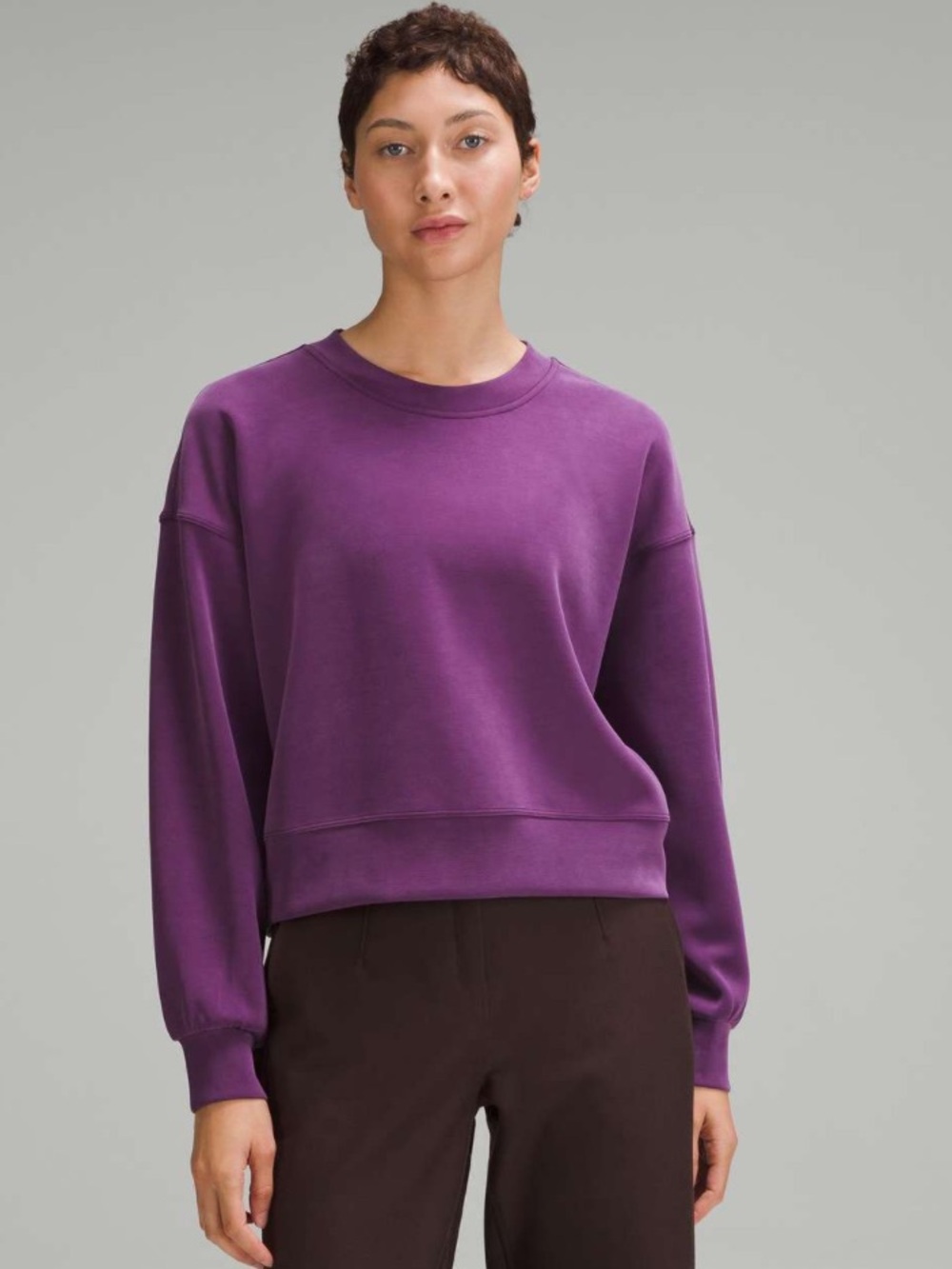Lululemon Softstreme Perfectly Oversized Cropped Crew Purple size 4